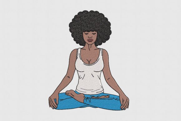 Afro Woman Meditating Embroidery Design Review