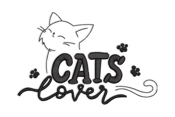 Cats Lover Quotes Embroidery Design