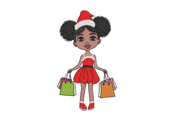 Christmas, New Year, Cute Afro Girl: Embroidery Designer Review
