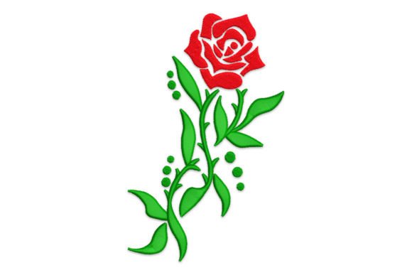 Red Rose Flower with Green Leaves