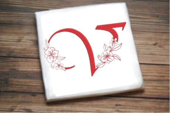 V Floral Monogram Letter