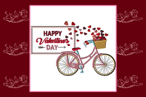 Valentine Bicycle: A Romantic Embroidery Design