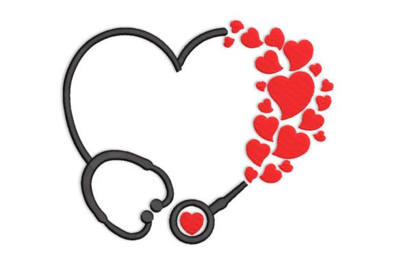 Valentine Stethoscope Embroidery Design