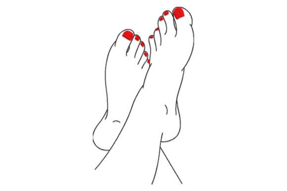 Woman Feet with Red Pedicure